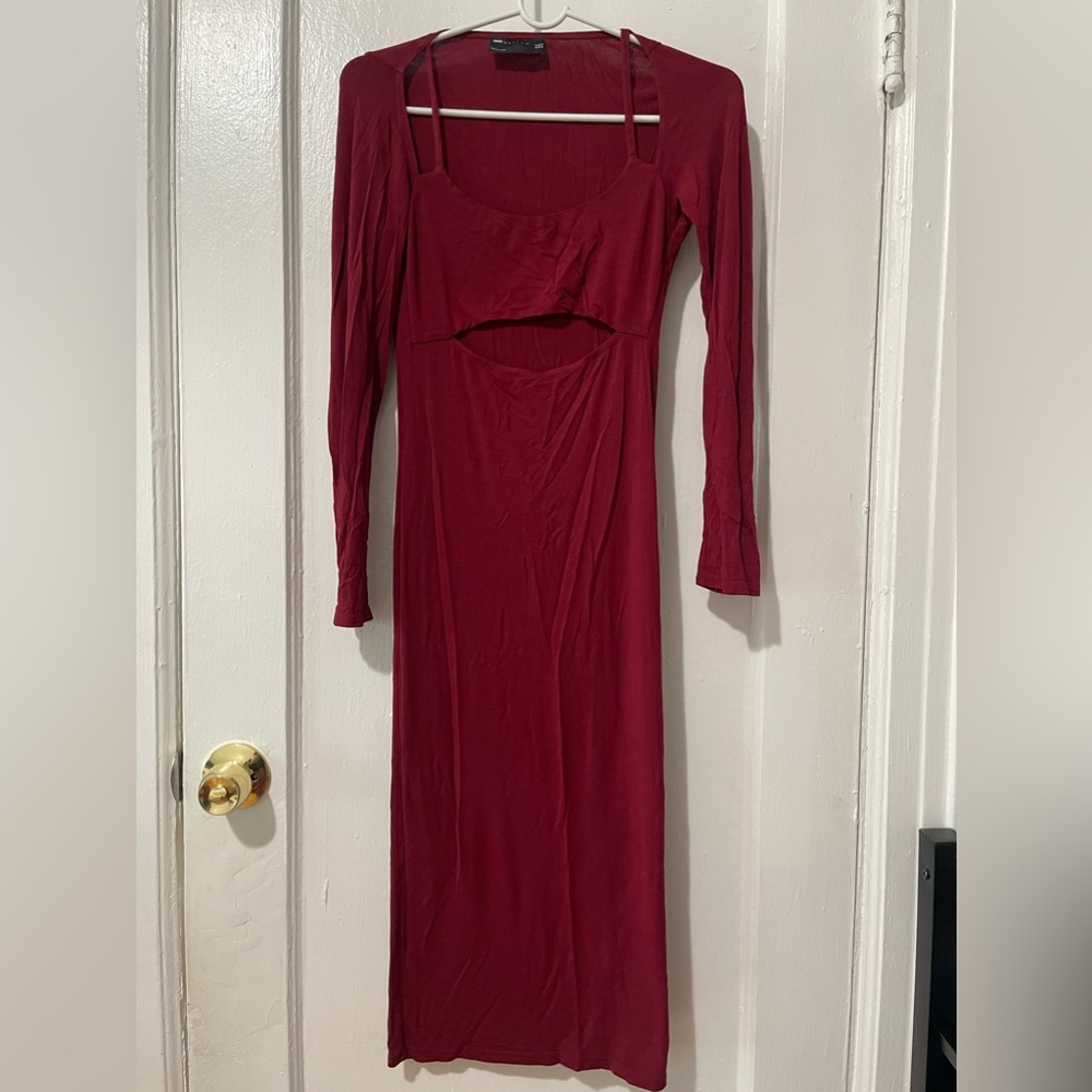 ASOS Maxi Bodycon Dress with Cutout Front Long Sleeve
